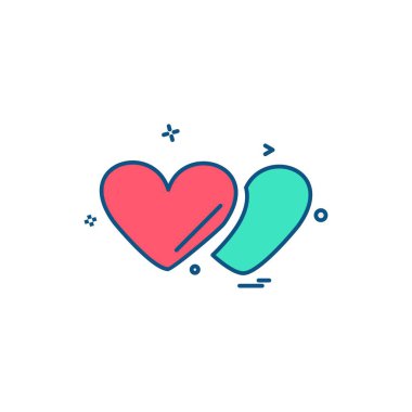 Kalp simgesi tasarım, Sevgililer günü için vektör çizim