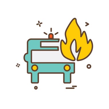 İtfaiye aracı simgesi tasarım vektörü