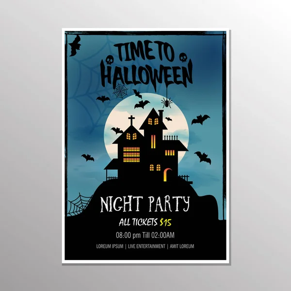 Feliz Halloween Noite Festa Poster Ilustração Vetorial — Vetor de Stock
