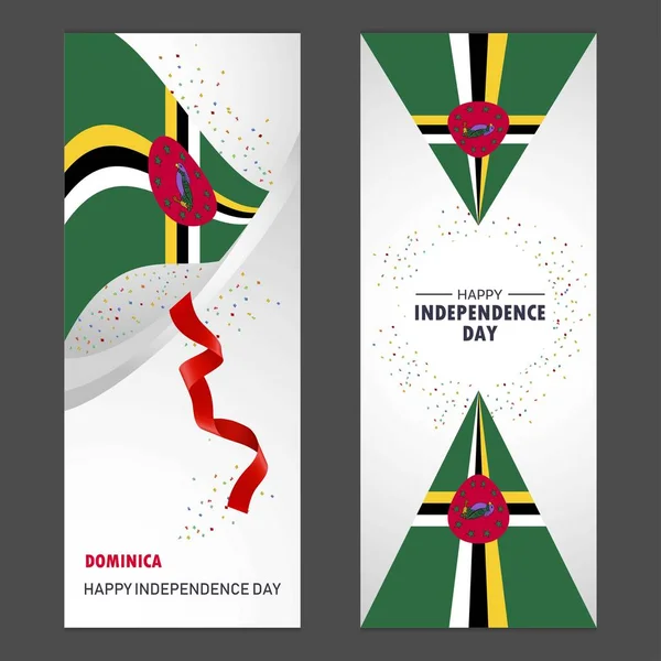 Dominica Feliz Dia Independência Confetti Celebração Fundo Vertical Banner Set — Vetor de Stock