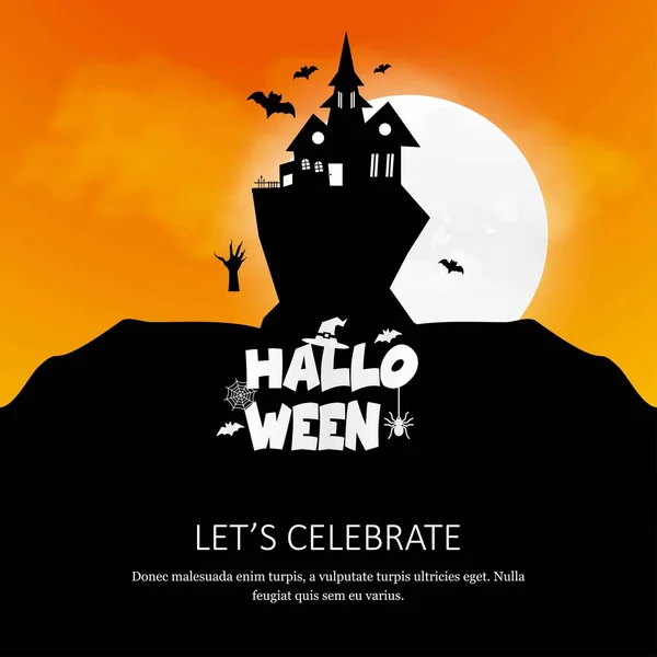 Tarjeta Invitación Halloween Feliz Con Vector Diseño Creativo — Archivo Imágenes Vectoriales