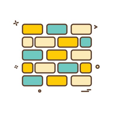 Duvar simgesi tasarım, renkli vektör çizim