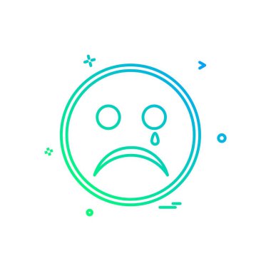 Üzgün emoji simgesi tasarım, renkli vektör çizim