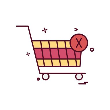 Sepeti simgesi tasarım, renkli vektör çizim