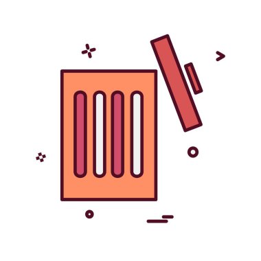 Çöp kutusu simgesi tasarım, renkli vektör çizim