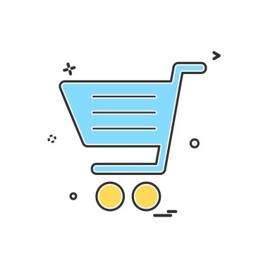 Sepeti simgesi tasarım, renkli vektör çizim