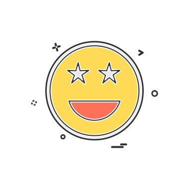 Mutlu emoji simgesi tasarım, renkli vektör çizim