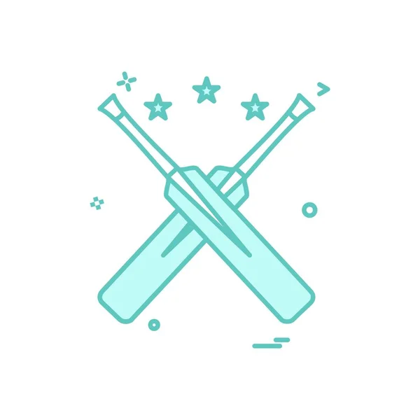 Murciélagos Estrella Cricket Icono Diseño Vectores — Vector de stock