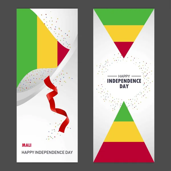 Malí Feliz Día Independencia Confetti Celebración Antecedentes Vertical Banner Set — Archivo Imágenes Vectoriales