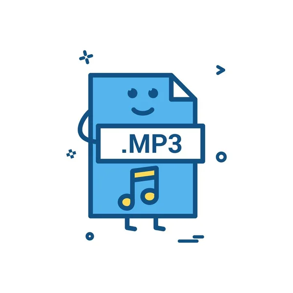 Ordenador Mp3 Formato Archivo Type Icon Vector Design — Vector de stock