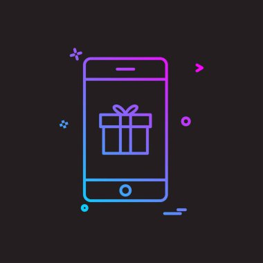 Mobil hediye kutusu simge vektör tasarımı