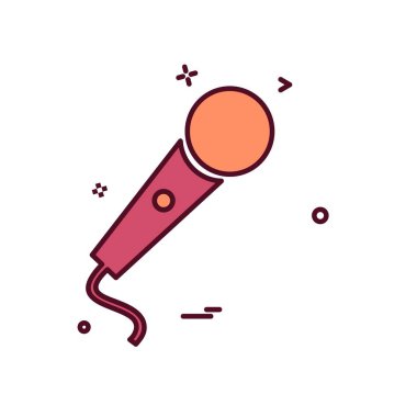 Mikrofon simgesi tasarım, renkli vektör çizim