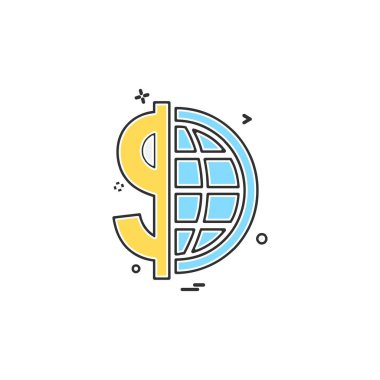 Dolar simgesi tasarım, renkli vektör çizim