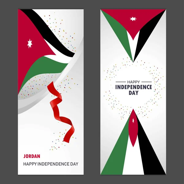Jordan Happy Självständighetsdagen Konfetti Firande Bakgrund Vertikal Banner Inställd — Stock vektor