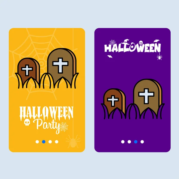 Szczęśliwy Projekt Zaproszenie Halloween Wektorem Grobu — Wektor stockowy