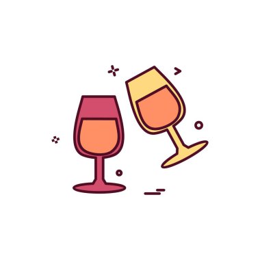 Sevgililer günü simgesi tasarım, renkli vektör çizim