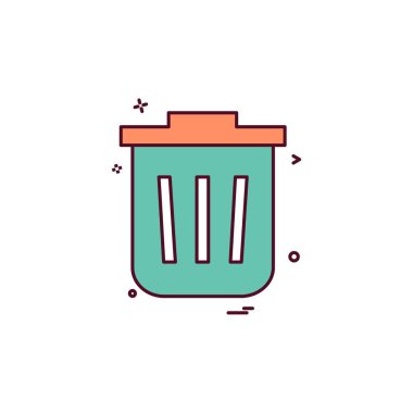 Çöp Kovası simgesi tasarım, renkli vektör çizim