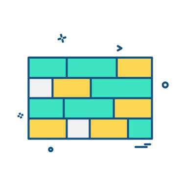 Duvar simgesi tasarım, renkli vektör çizim