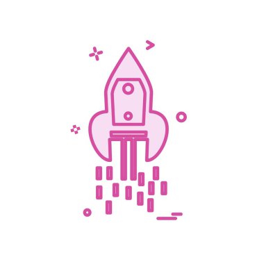 Roket simgesi tasarım, renkli vektör çizim