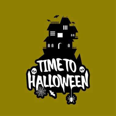 Cadılar Bayramı partisi afiş tasarımı tatil tipografi, renkli vektör çizim için