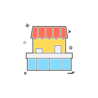 Dükkanı simgesi tasarım, renkli vektör çizim