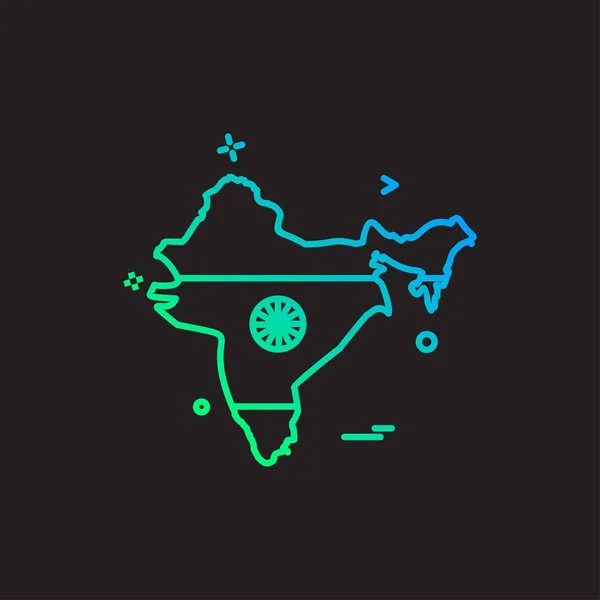 Mapa India Icono Vector Diseño — Vector de stock