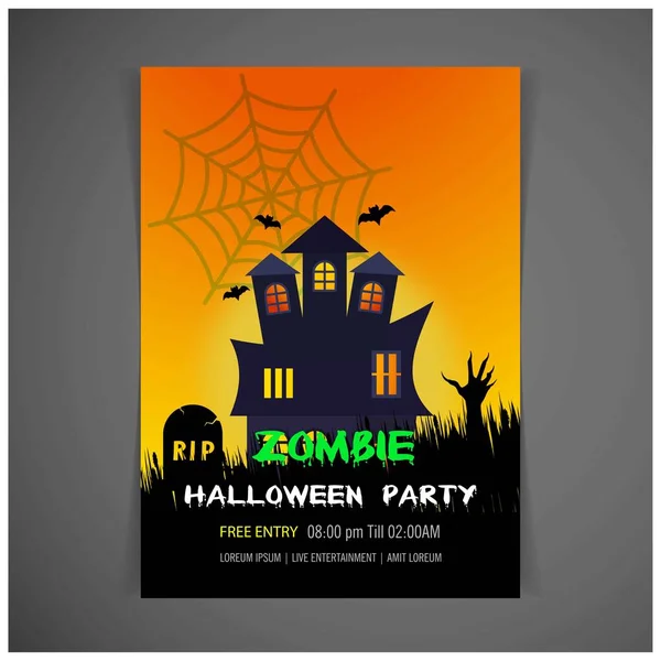 Happy Halloween Zombie Part Inbjudan Kort Design Vektor — Stock vektor