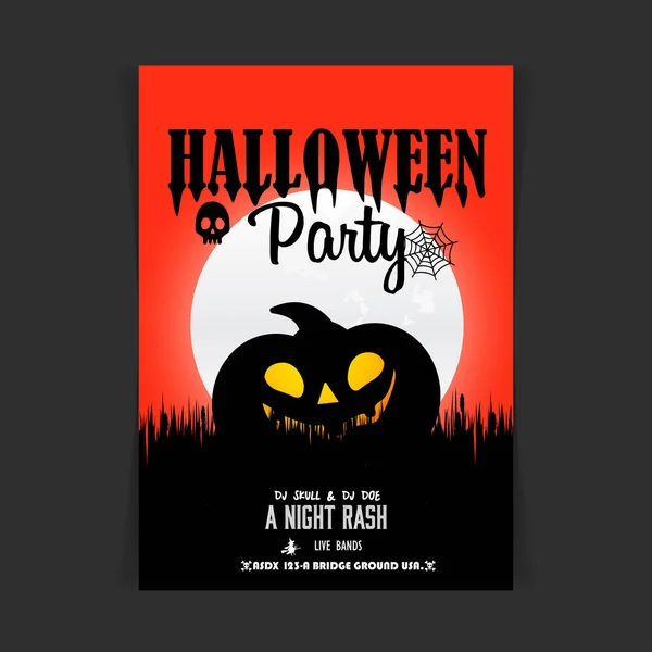 Halloween Party Einladung Design Karte Vektor Illustration — Stockvektor