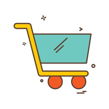 Sepeti simgesi tasarım, renkli vektör çizim