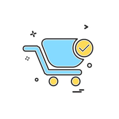 Sepeti simgesi tasarım, renkli vektör çizim