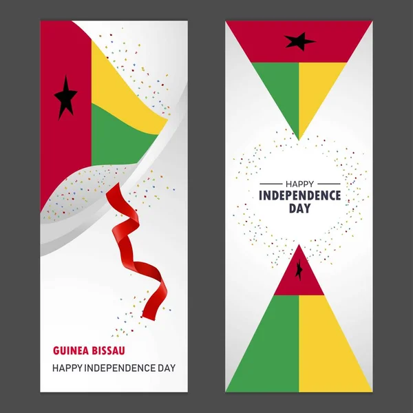 ギニア ギニアビサウ ハッピー独立記念日紙吹雪お祝い背景垂直バナー設定 — ストックベクタ