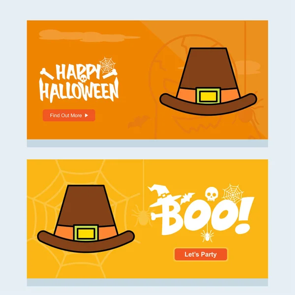 Fröhliches Halloween Einladungsdesign Mit Hutvektor — Stockvektor