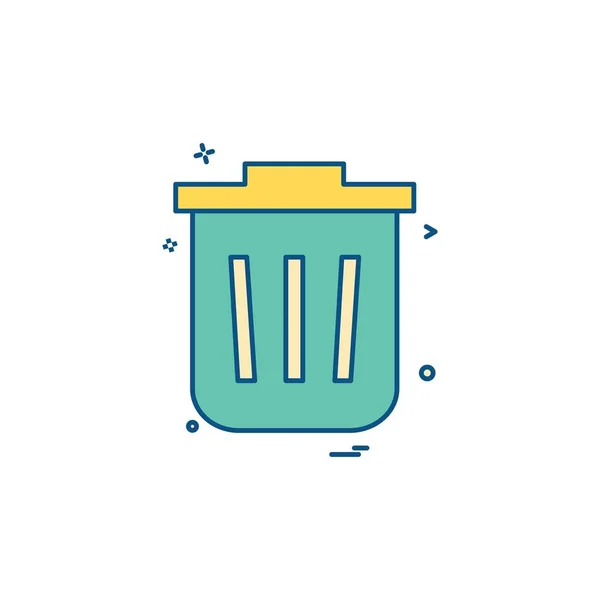 Dustbin Icon Design Colorful Vector Illustration — Stock Vector