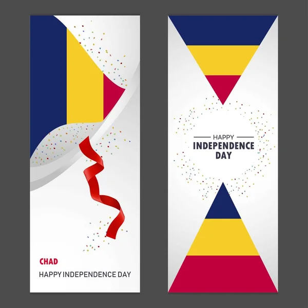 Tchad Happy Independence Day Confetti Celebration Background Ensemble Bannière Verticale — Image vectorielle