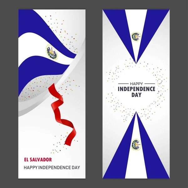 Salvador Glad Självständighetsdagen Konfetti Firande Bakgrund Vertikal Banner Inställd — Stock vektor