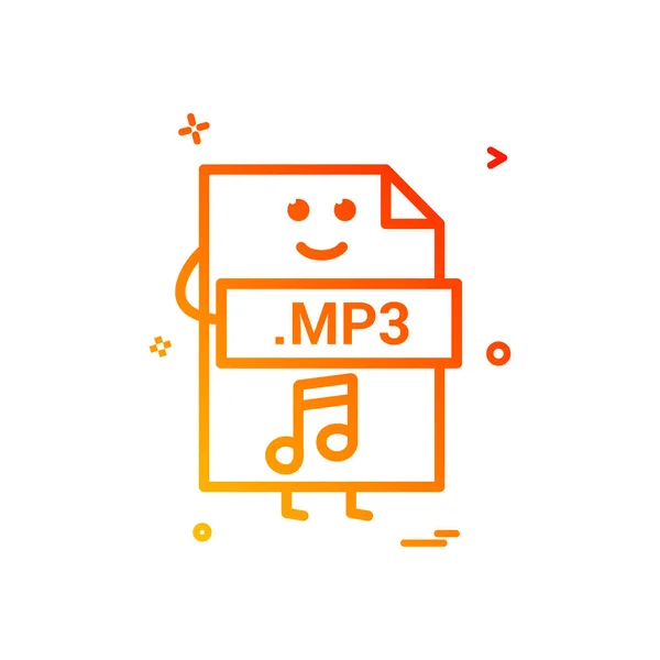 Počítač Mp3 Souborů Formátu Typ Ikony Vektorová Design — Stockový vektor