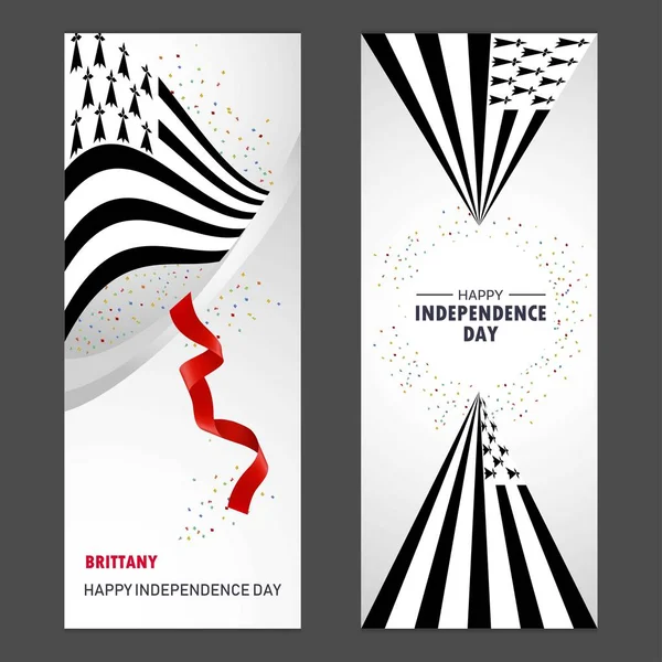 Brittany Joyeuse Fête Indépendance Confettis Fond Vertical Banner Set — Image vectorielle