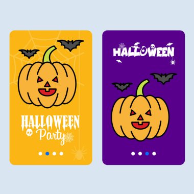 Mutlu Cadılar Bayramı davetiyesi tasarımı ile kabak vektör çizim 