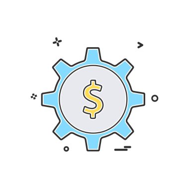 dişli para dolar ikon vektör tasarımı