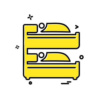 Yatak simgesi tasarımı vektör çizimi 