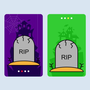 Mezar vektörlü Mutlu Cadılar Bayramı davet tasarımı