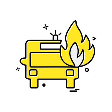 İtfaiye aracı simgesi tasarım vektörü