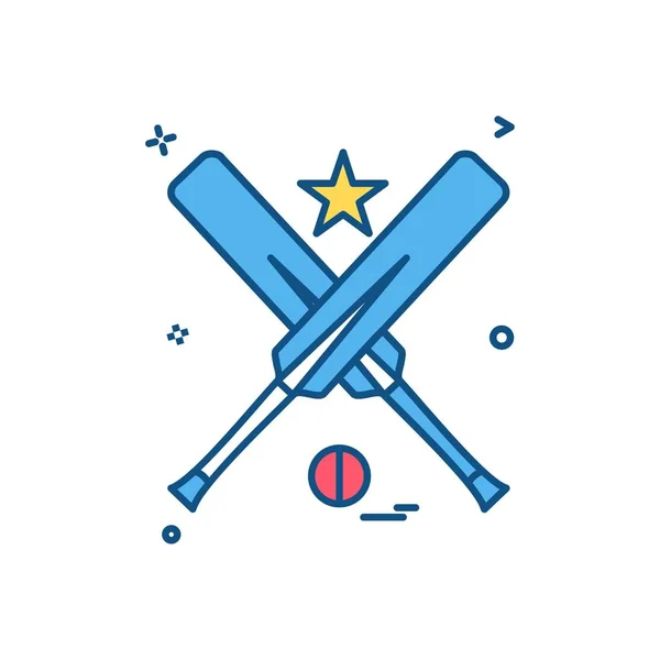 Bola Murciélago Estrella Icono Cricket Diseño Vectores — Vector de stock