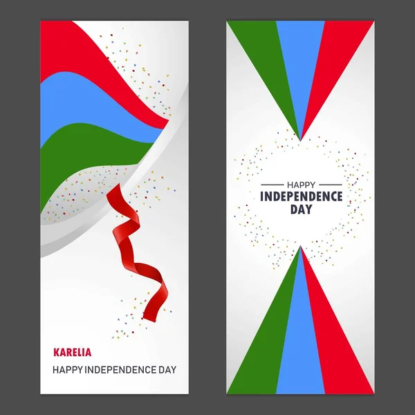 Karelia Feliz Día Independencia Confetti Celebración Fondo Vertical Banner Set — Archivo Imágenes Vectoriales