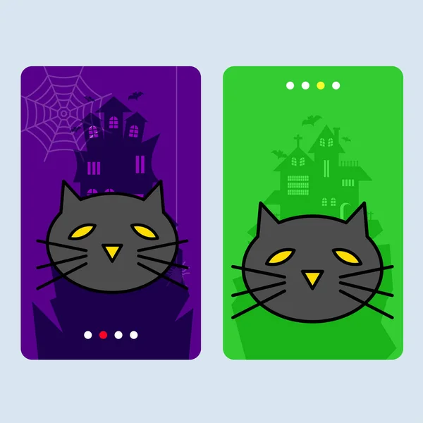 Happy Halloween Uitnodiging Ontwerp Met Vector Van Kat — Stockvector