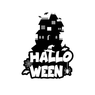 Cadılar Bayramı tipografi beyaz zemin üzerine, vektör çizim tasarım 