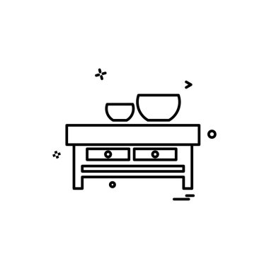 Mobilya simgesi tasarım, renkli vektör çizim