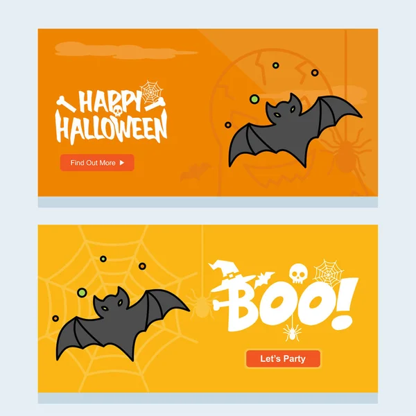 Buon Halloween Party Design Invito Con Pipistrelli Colorato Vettoriale Illustrazione — Vettoriale Stock