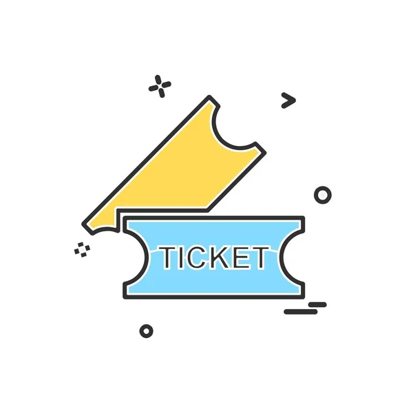 Ticket Pictogram Ontwerp Kleurrijke Vectorillustratie — Stockvector