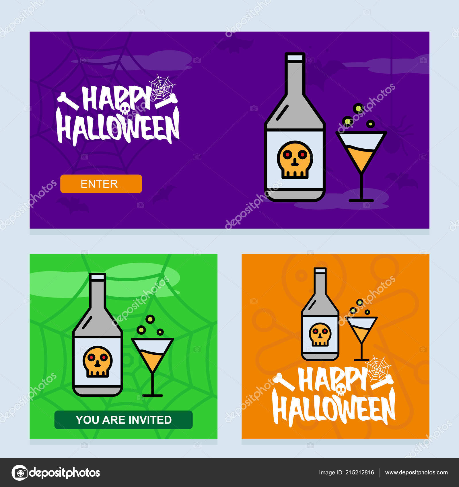 Happy Halloween Invitation Design Drink Vector Stock Vector Image by ...
